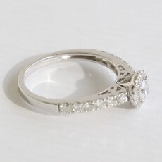 American Jewelry 14k White Gold 1ctw Lab Grown Diamond Halo Engagement Ring