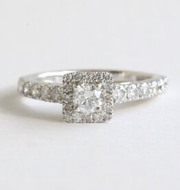 American Jewelry 14k White Gold .50ctw Lab Grown Diamond Princess Halo Engagement Ring
