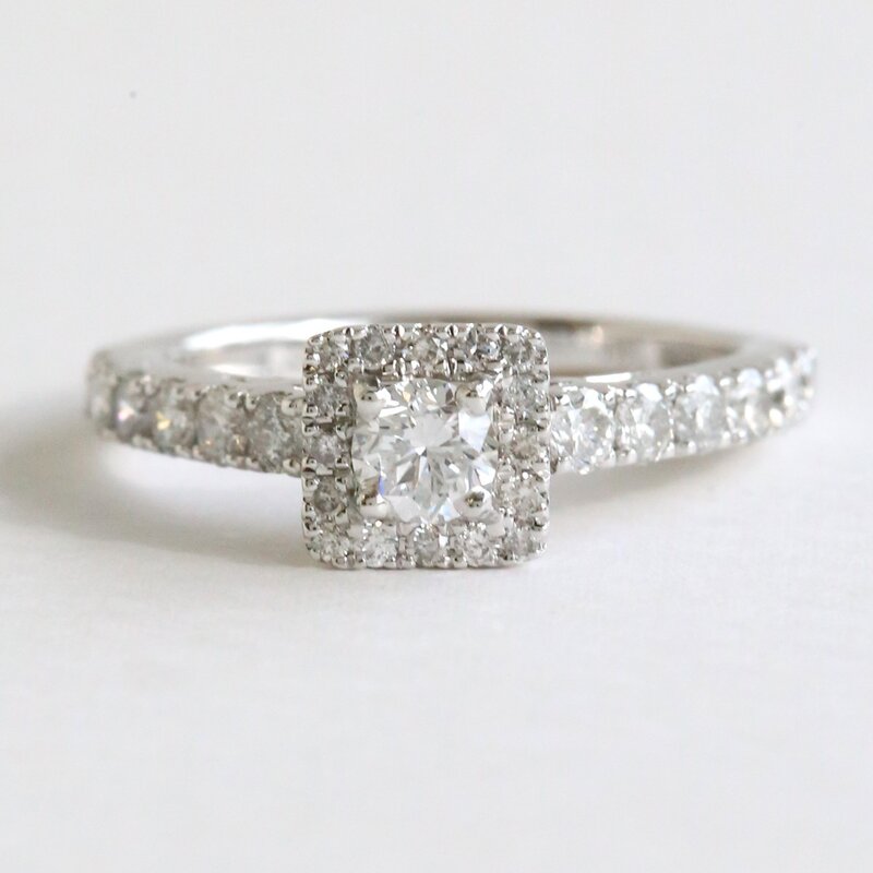 American Jewelry 14k White Gold .50ctw Lab Grown Diamond Princess Halo Engagement Ring