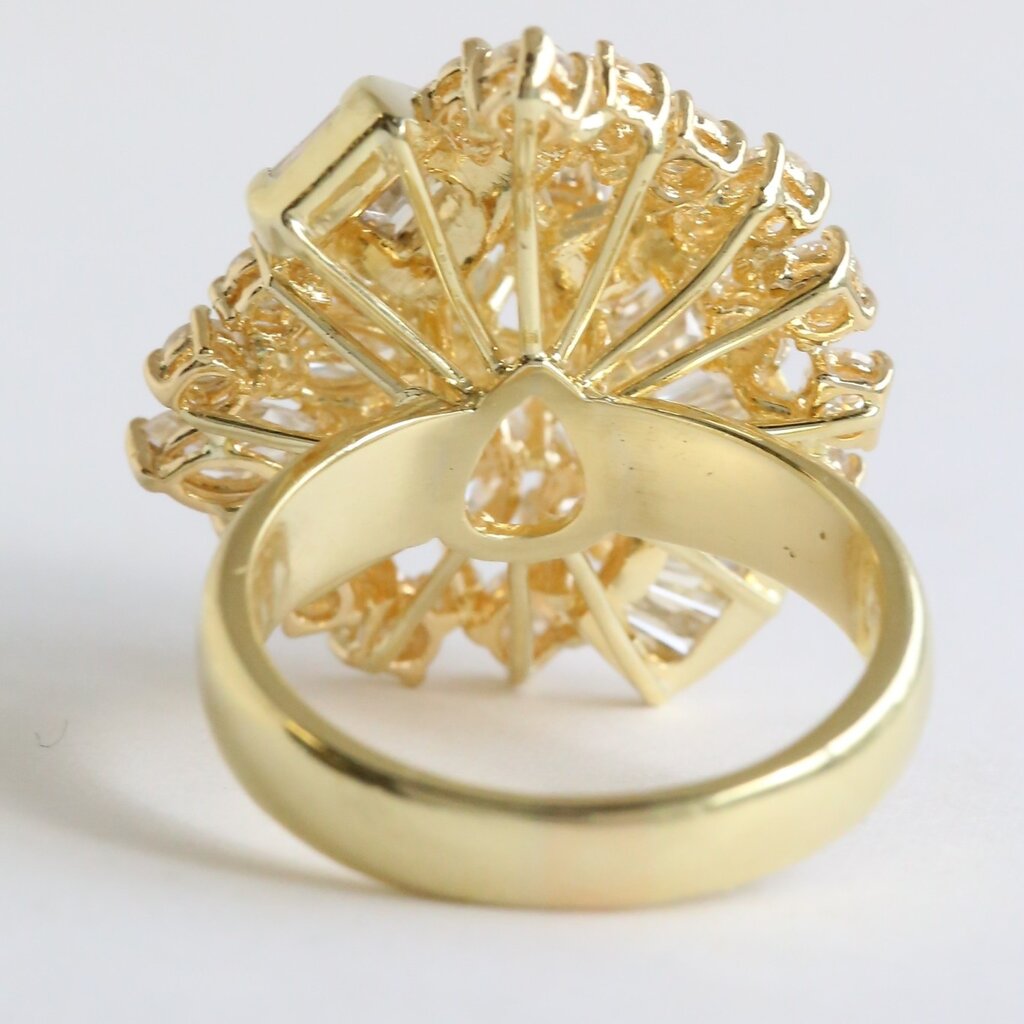American Jewelry ESTATE 18k Yellow Gold 3.5ctw Diamond Baguette & Round Domed Fashion Ring