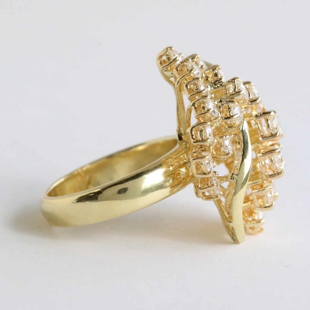 American Jewelry ESTATE 18k Yellow Gold 3.5ctw Diamond Baguette & Round Domed Fashion Ring