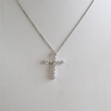 American Jewelry 14k White Gold .74ctw Diamond Cross Necklace