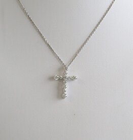 American Jewelry 14k White Gold .74ctw Diamond Cross Necklace