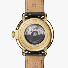 Shinola Shinola Runwell Automatic 45mm Gold Case w/ Black Leather Strap