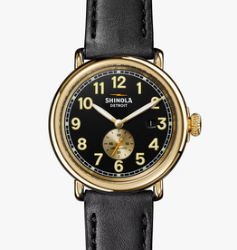 Shinola Shinola Runwell Automatic 45mm Gold Case w/ Black Leather Strap