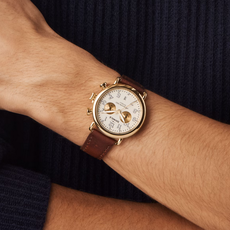Shinola Shinola Runwell Chrono 41mm Ivory Dial Gold Case with Cattail Leather Strap
