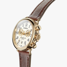 Shinola Shinola Runwell Chrono 41mm Ivory Dial Gold Case with Cattail Leather Strap