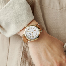 Shinola Shinola Runabout 36mm Light Silver Opaline Dial Gold Case with Tan Leather Strap