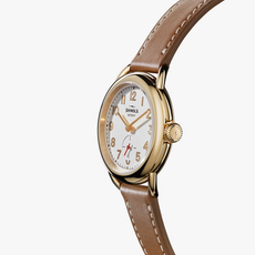 Shinola Shinola Runabout 36mm Light Silver Opaline Dial Gold Case with Tan Leather Strap