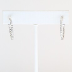 American Jewelry 14k White Gold 1ctw Diamond Inside Out Oval Hoop Earrings