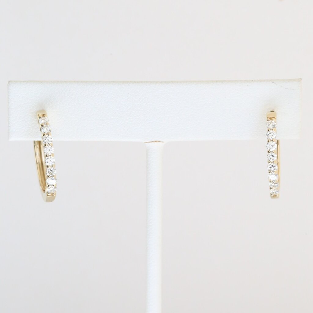 American Jewelry 14k Yellow Gold .72ctw Diamond Oval Hoop Earrings