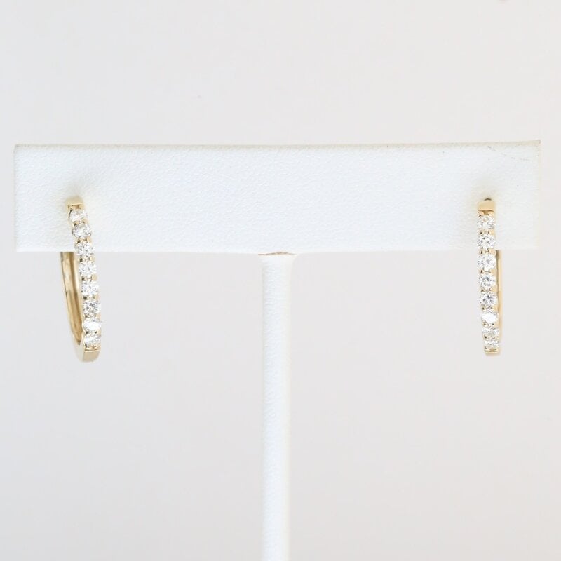 American Jewelry 14k Yellow Gold .72ctw Diamond Oval Hoop Earrings