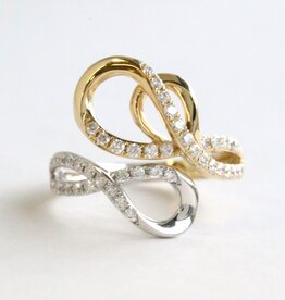 American Jewelry 14k Yellow and White Gold .66ctw Diamond Double Swirl Ring