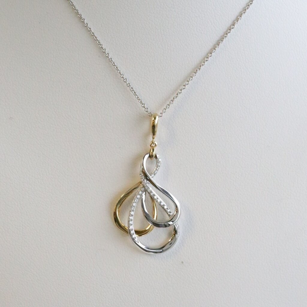 American Jewelry 14k White Yellow Gold .14ctw Diamond Open Twisted Necklace