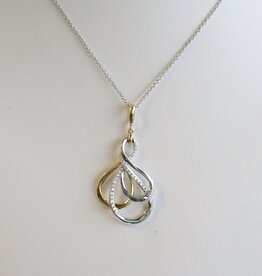 American Jewelry 14k White Yellow Gold .14ctw Diamond Open Twisted Necklace