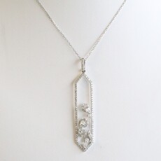 American Jewelry 14k White Gold .75ctw Diamond Open Hexagon  Necklace