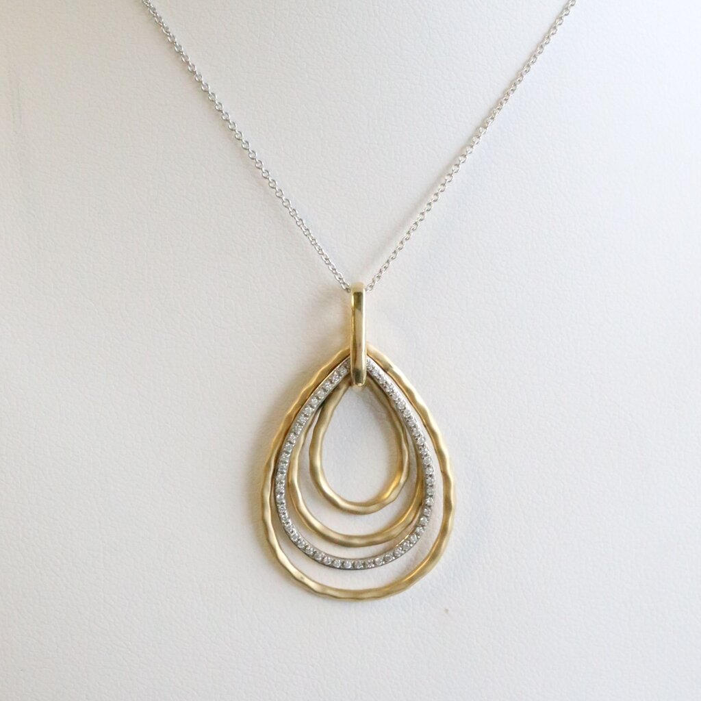 American Jewelry 14k Yellow Gold .21ctw Diamond Matte Necklace