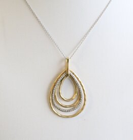 American Jewelry 14k Yellow Gold .21ctw Diamond Matte Necklace