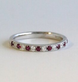 American Jewelry 18k White Gold .21cw Ruby .15ctw Alternating Stackable Band