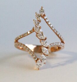 American Jewelry 18k Rose Gold Gold .91ctw Diamond Marquise Open Design Ring