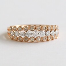 American Jewelry 18k Rose Gold .55ctw Diamond Shared Prong and Bezel Triple Band Ring