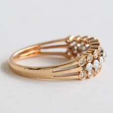 American Jewelry 18k Rose Gold .55ctw Diamond Shared Prong and Bezel Triple Band Ring