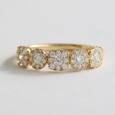 American Jewelry 18k Yellow Gold .58ctw Diamond Pave 5-Stone Illusion Ring