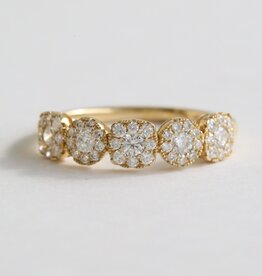 American Jewelry 18k Yellow Gold .58ctw Diamond Pave 5-Stone Illusion Ring