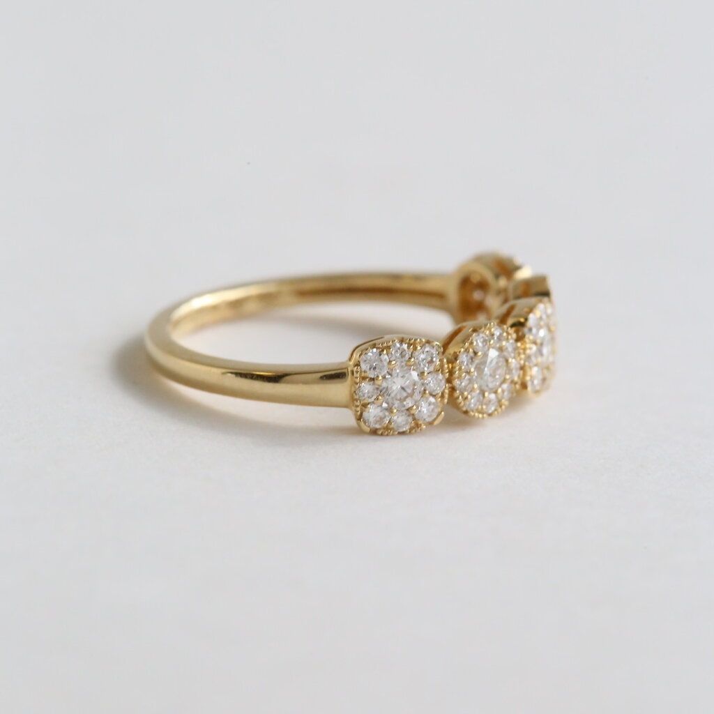 American Jewelry 18k Yellow Gold .58ctw Diamond Pave 5-Stone Illusion Ring