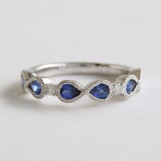 American Jewelry 18k White Gold 1.07ctw Sapphire .06ctw Diamond Accent Infinity Ring