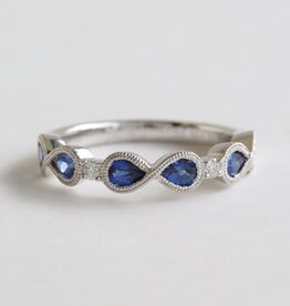 American Jewelry 18k White Gold 1.07ctw Sapphire .06ctw Diamond Accent Infinity Ring