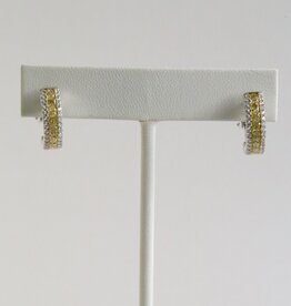 American Jewelry 18k White Gold 1.89ctw Fancy Yellow Diamond .64ctw Diamond Hinged Back Hoop Earrings