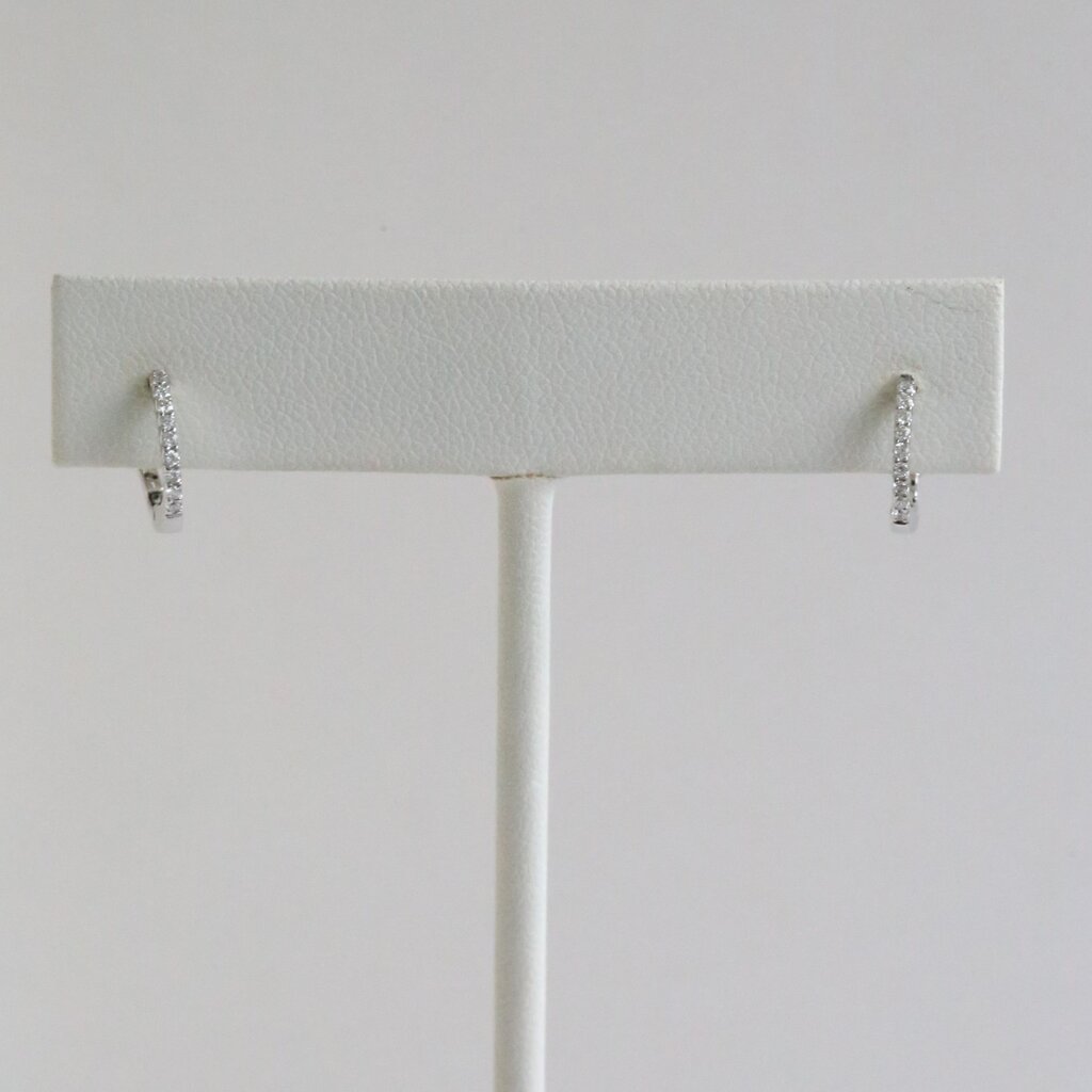 American Jewelry 18k White Gold .11ctw Diamond Huggie Hoop Earrings