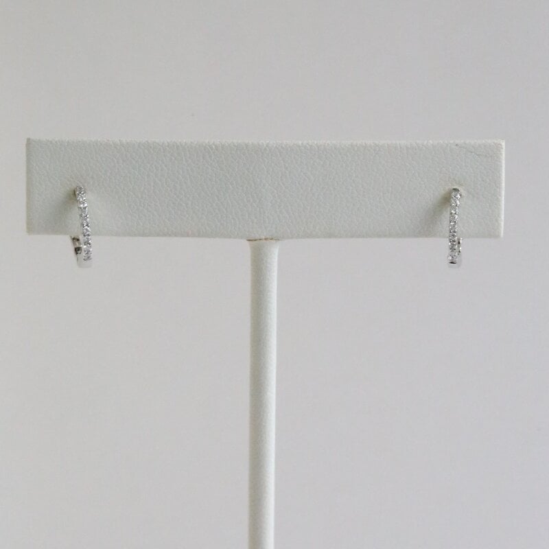 American Jewelry 18k White Gold .11ctw Diamond Huggie Hoop Earrings