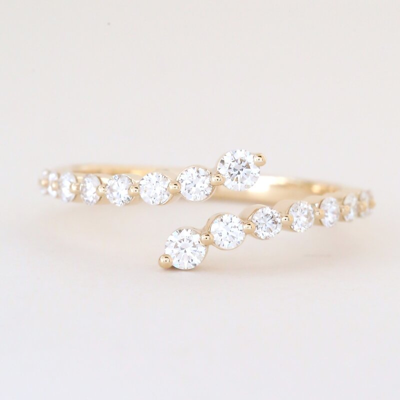 American Jewelry 14k Yellow Gold .54ctw Diamond Shared Prong Bypass Ring