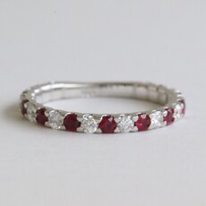 American Jewelry 14k White Gold .60ctw Ruby .45ctw Diamond Alternating Stackable Ring