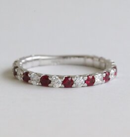 American Jewelry 14k White Gold .60ctw Ruby .45ctw Diamond Alternating Stackable Ring