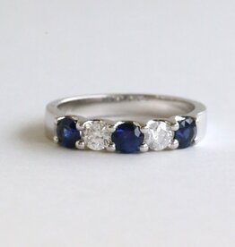 American Jewelry 14k White Gold .78ctw Sapphire .40ctw Diamond 5 Stone Ring