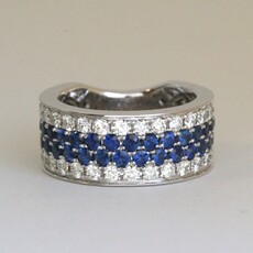 14k White Gold 1.42ctw Diamond 1.94ctw Sapphire Wide Fashion Band Ring