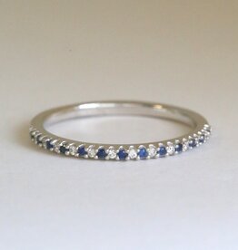 American Jewelry 14k White Gold .10ctw Sapphire .05ctw Diamond Straight Stackable Band