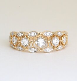 American Jewelry 14k Yellow Gold .25ctw Diamond Art Deco Vintage Style Band Ring