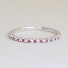American Jewelry 14k White Gold .10ctw Ruby .05ctw Diamond Straight Stackable Band