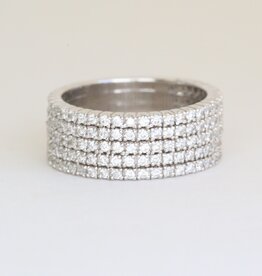 14k White Gold 1.30ctw Diamond 5-Row Band Ring