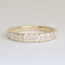 American Jewelry 14k Yellow Gold 1ctw Diamond Emerald Cut Straight Wedding Band