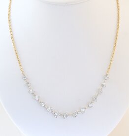 American Jewelry 14k Yellow Gold 1.79ctw Diamond Baguette & Round Pear Necklace