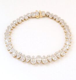 American Jewelry 14k Yellow Gold 3.5ctw Diamond Baguette & Round Pear Bracelet