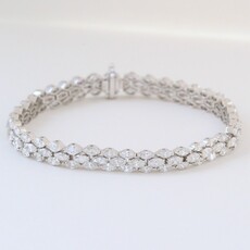 American Jewelry 18k White Gold 10.5ctw Diamond Marquise Triple Row Tennis Bracelet