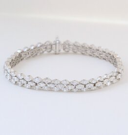 American Jewelry 18k White Gold 10.5ctw Diamond Pear Triple Row Tennis Bracelet