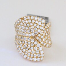 American Jewelry 18k Yellow Gold 4.66ctw Diamond Pave Open Wrap Ring