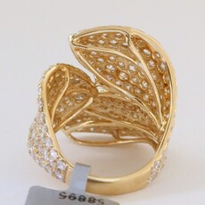 American Jewelry 18k Yellow Gold 4.66ctw Diamond Pave Open Wrap Ring